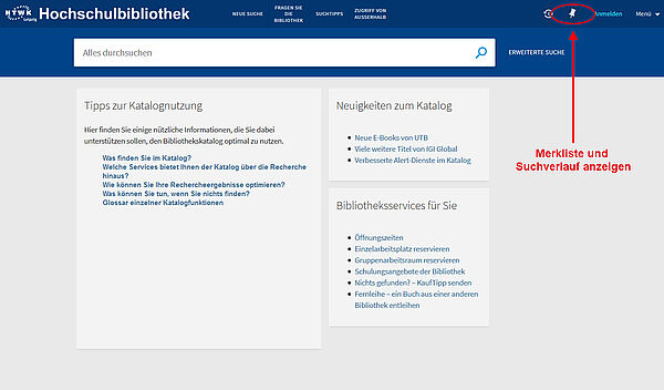 Screenshot Bibliothekskatalog