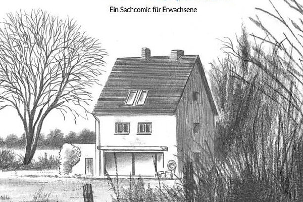 auf dem Buchcover ist ein Haus in schwarz-weiß-Zeichnung zu sehen