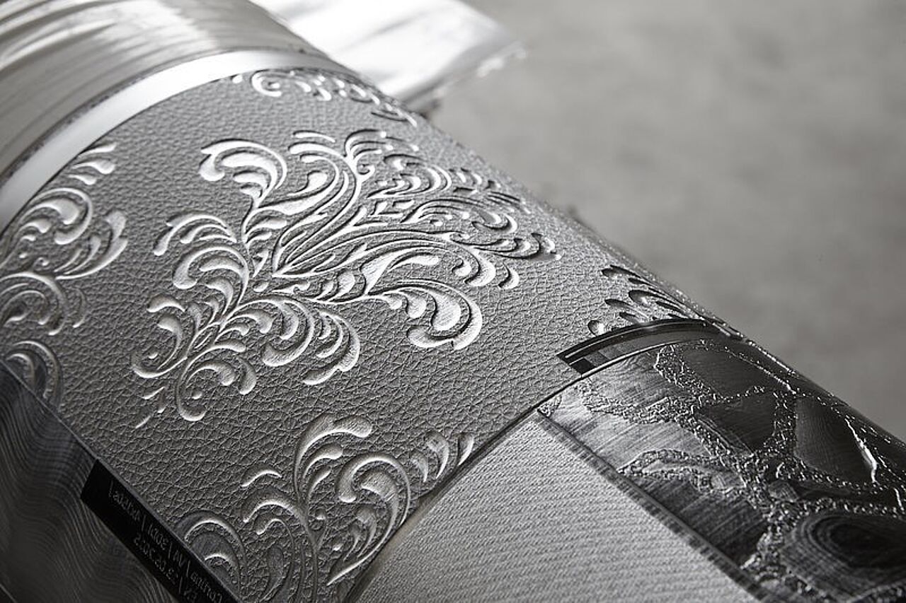 4D Embossing Darstellung eines Prägezylinders für rotatives Prägen mittels Laserdirektgravur.