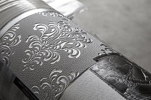 4D Embossing Darstellung eines Prägezylinders für rotatives Prägen mittels Laserdirektgravur.