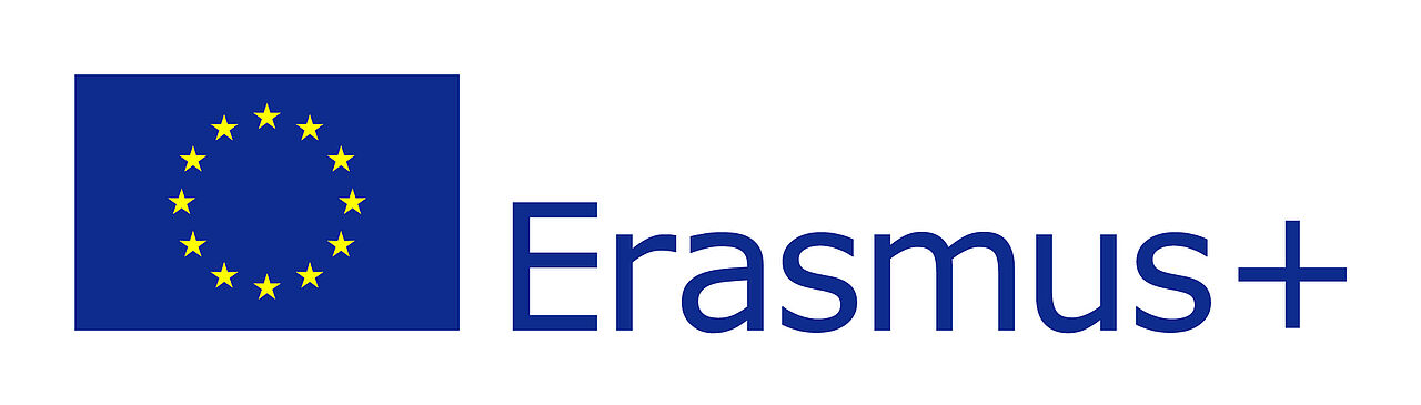 Logo von ERASMUS+ mit EU Flagge