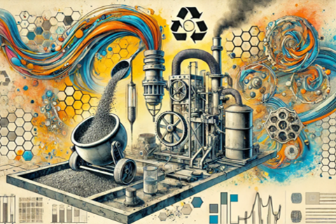 Computergenerierte bunte Illustration einer Modellfabrik