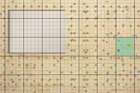 Visualisierung möglicher Dübelcluster in Holzwand
