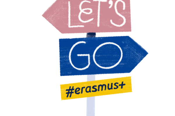 Schild Let's go Erasmus+