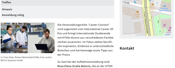 Screenshot: Veranstaltung ohne Ansprechpartnerbox