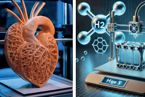 Herzmodell und Wasserstoffmoleküle (KI-generiert)