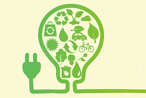 MAGIE Illustration von umweltfreundlicher und energieeffizienter Stromversorgung