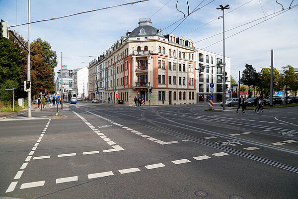 Die Kreuzung auf dem Leipziger Friedrich-List-Platz