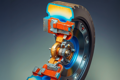 Simuliertes Bild eines Axialfluss-Radnabenmotors