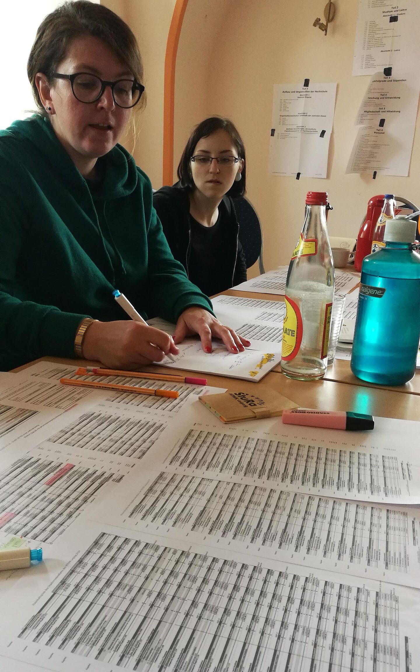 Diskussion über die Zukunft der Finanzen des StuRa Unsere Finanzerin Jackie schreibt unsere Vorschläge für Änderungen im Haushaltsplan des StuRa mit.