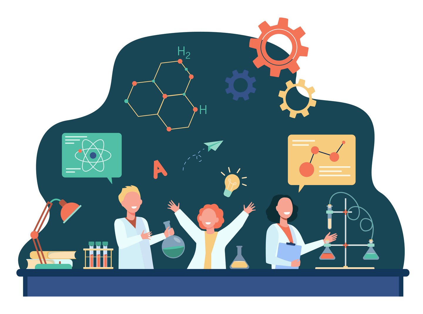 Wissenschaftler machen Experimente.