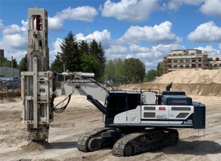 Construction equipment on a construction site