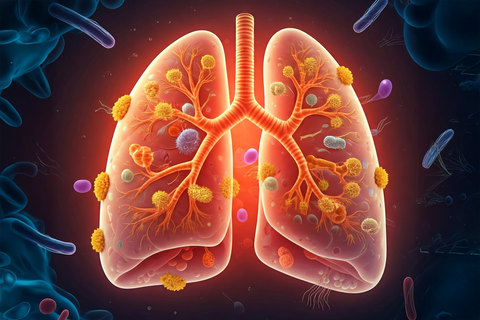 KI-generiertes leuchtendes Lungenmikrobiommodell