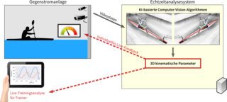 Schematic representation of a real-time digital training analysis for canoeing