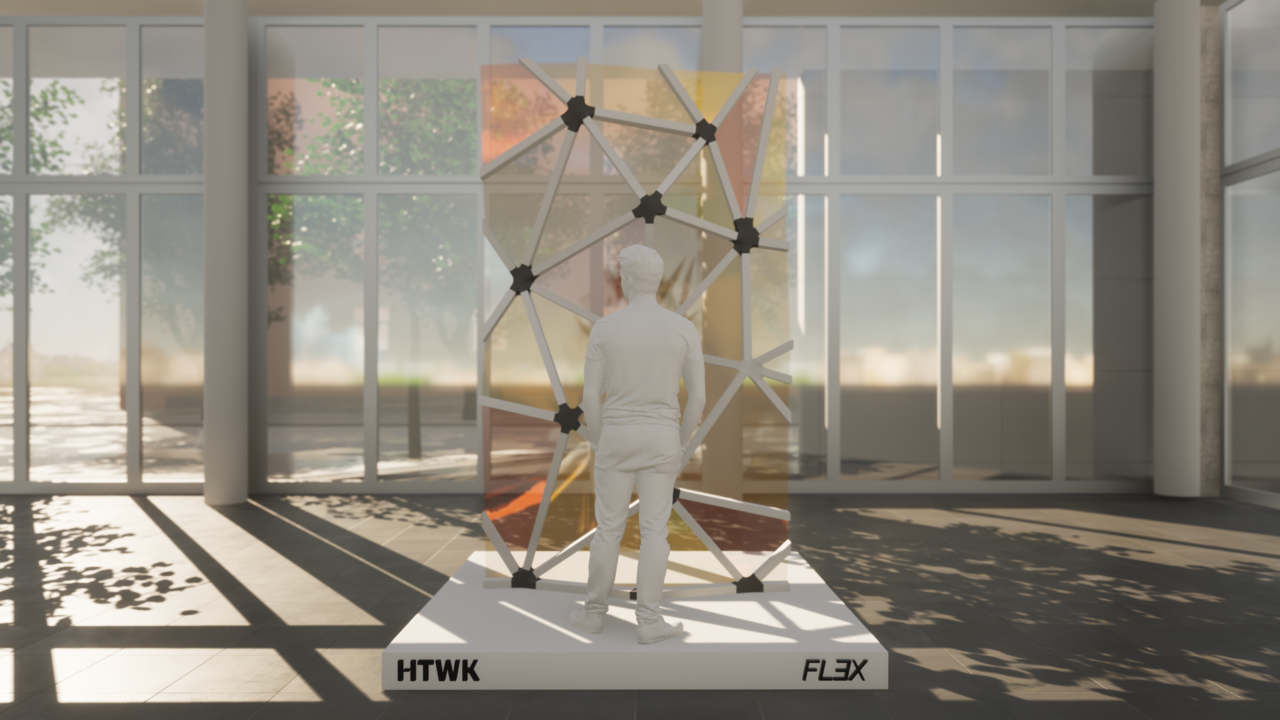 Mit einem Demonstrator wie diesem zeigt die HTWK-Forschungsgruppe FLEX die Vorteile einer automatisierten, generativen Fertigung in Architektur und Bautechnik.  