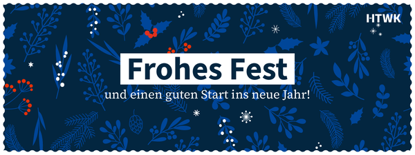 Plakativer weihnachtlicher Hintergrund mit Aufschrift "Frohes Fest und einen guten Start ins Neue Jahr!"