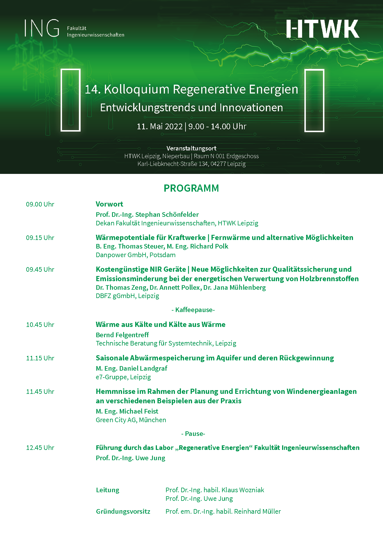 Programm 14. Kolloquium Regenerative Energien © Anika Schreyer HTWK Leipzig