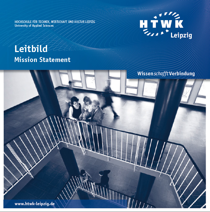 Hallway in the university, link to Mission Statement (PDF)