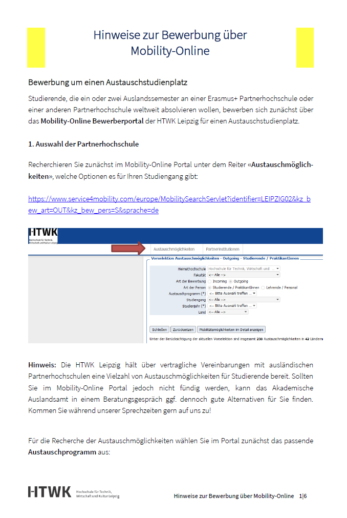 Screenshot der ersten Seite des Hinweisedokuments