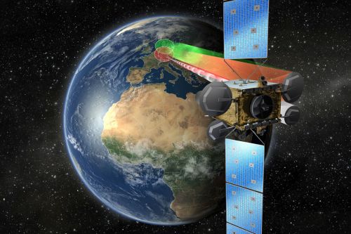 Künstlerische Darstellung des Heinrich Hertz Satelliten